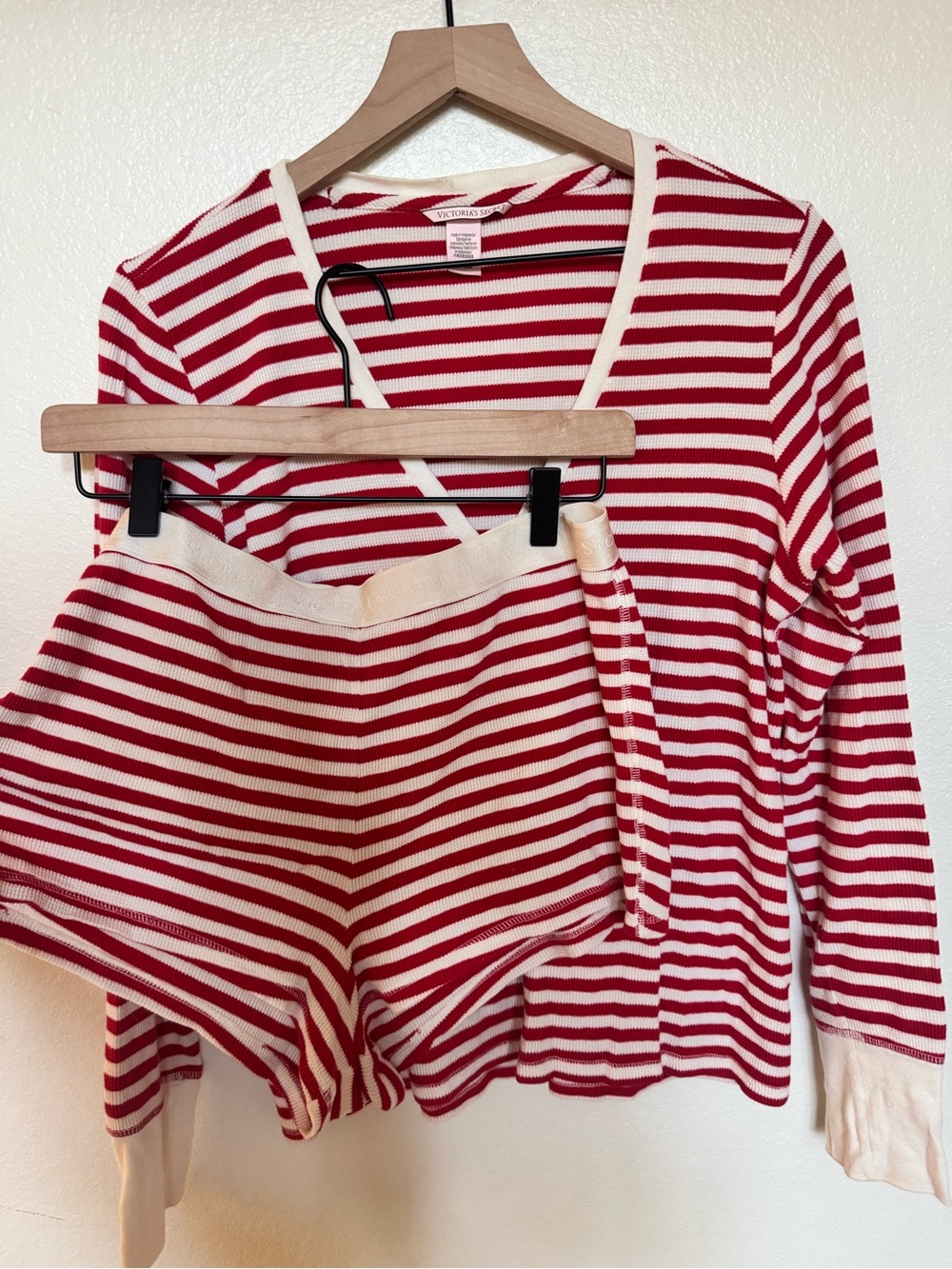 Victoria's Secret Red & White Striped Pajama Set